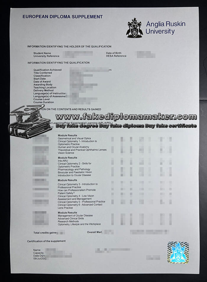 purchase realistic Anglia Ruskin University Transcript