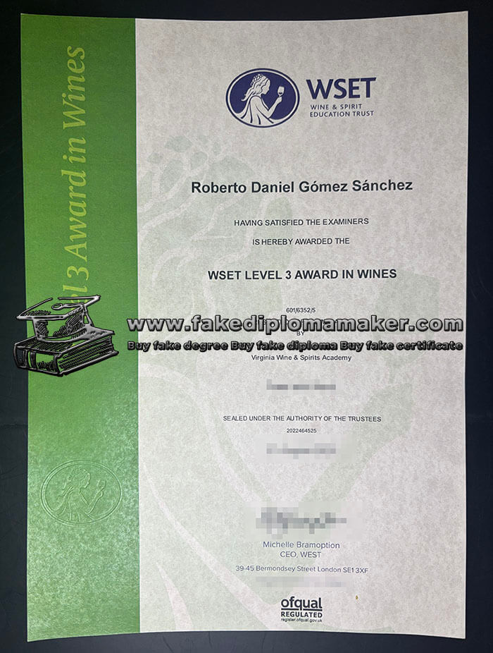 purchase realistic WSET Level 3 Award in Wines certificate