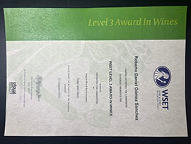 purchase realistic WSET Level 3 Award in Wines certificate