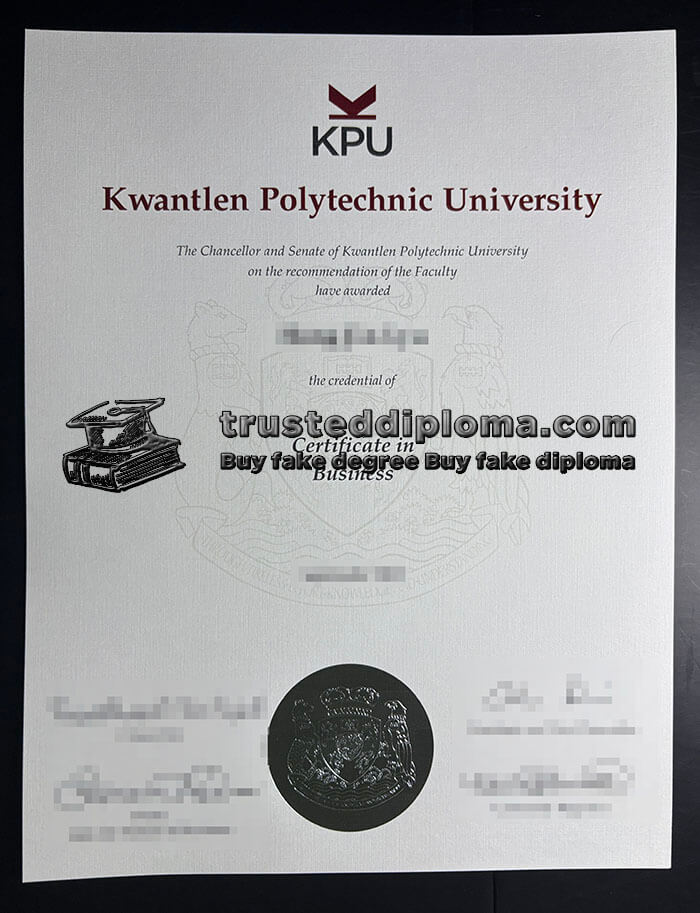 purchase realistic Kwantlen Polytechnic University certificate