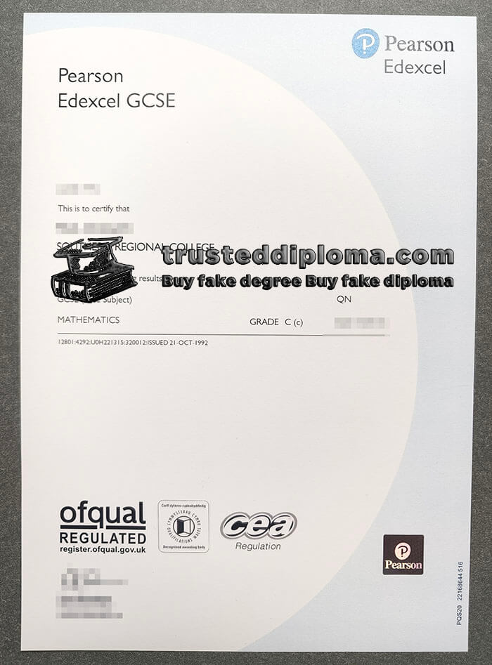 purchase realistic Pearson Edexcel GCSE certificate