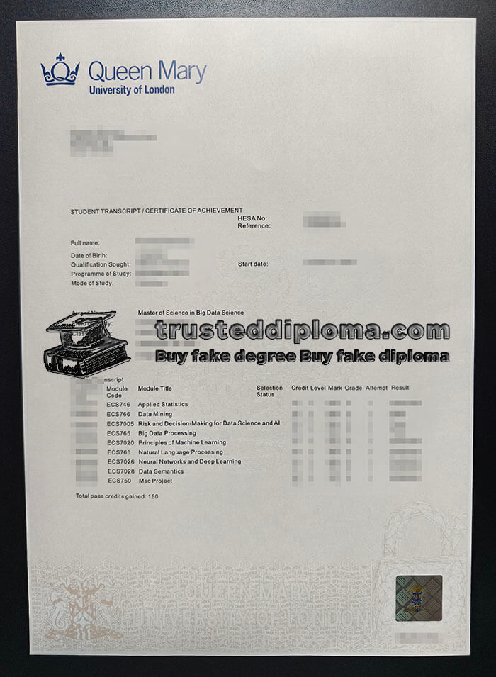 purchase realistic Queen Mary University of London Transcript