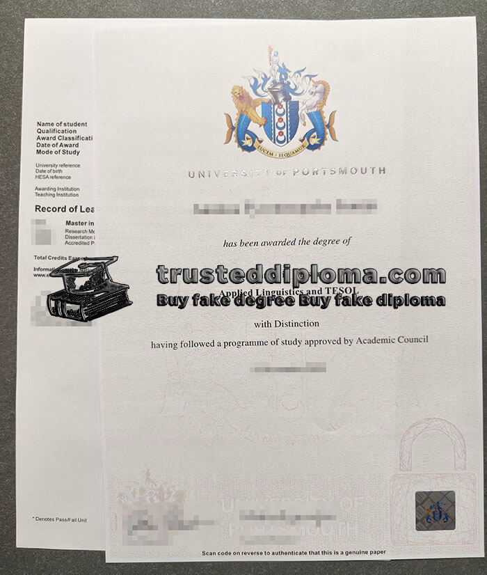 purchase realistic University of Portsmouth diploma
