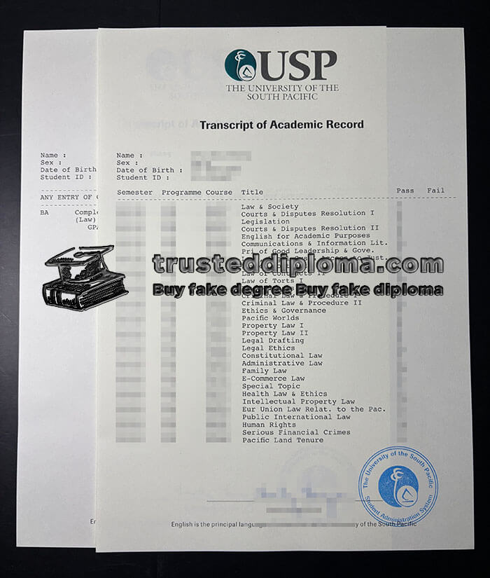 purchase realistic University of the South Pacific Transcript