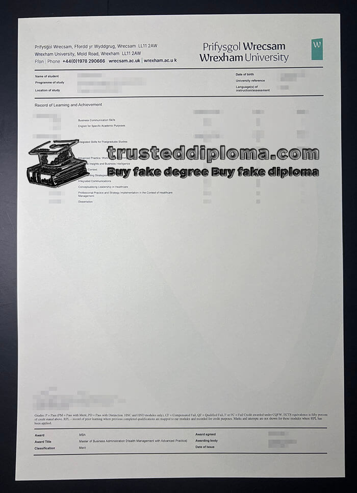 purchase realistic Wrexham University Transcript