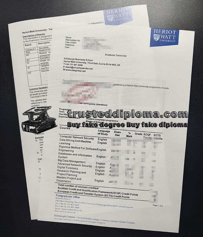 purchase realistic Heriot Watt University Transcript