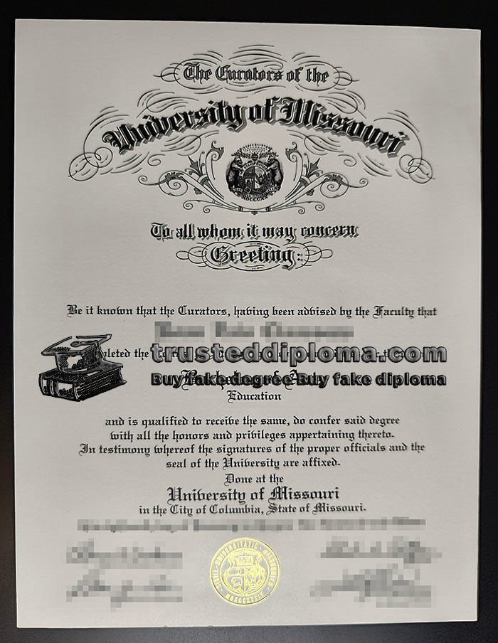purchase realistic University of Missouri diploma