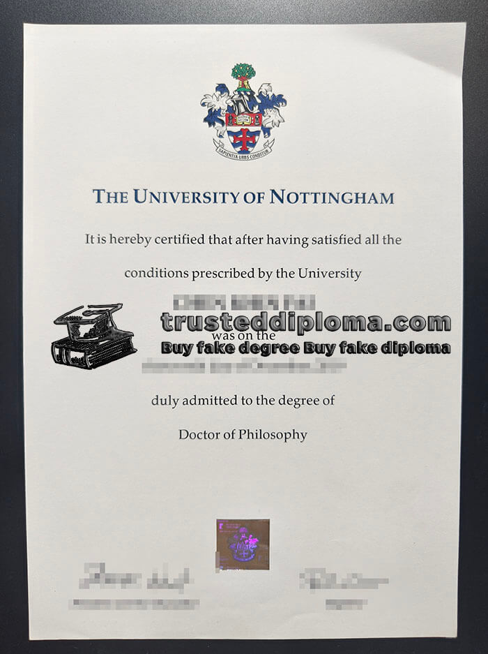 purchase realistic University of Nottingham diploma