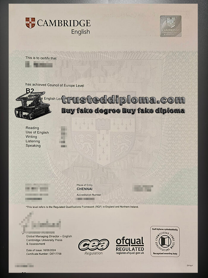 purchase realistic Cambridge English B2 certificate