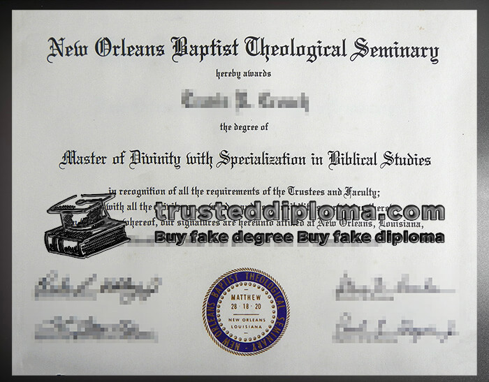 purchase realistic New Orleans Baptist Theological Seminary diploma