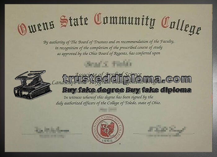 purchase realistic Owens State Community College diploma