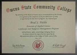purchase realistic Owens State Community College degree