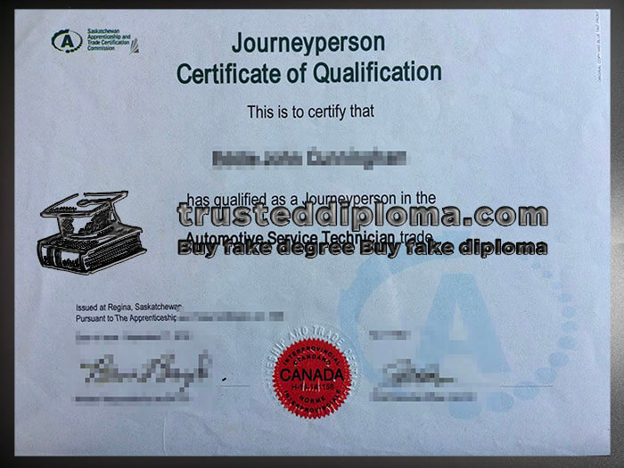 purchase realistic Saskatchewan Journeyperson Certificate of Qualification
