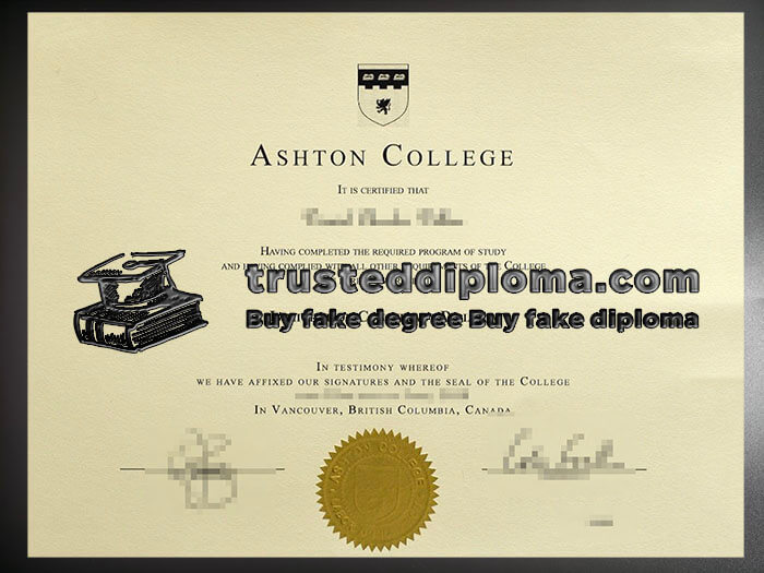 purchase realistic Ashton College diploma