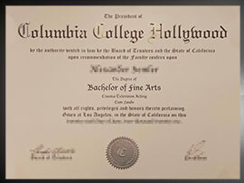 purchase realistic Columbia College Hollywood degree