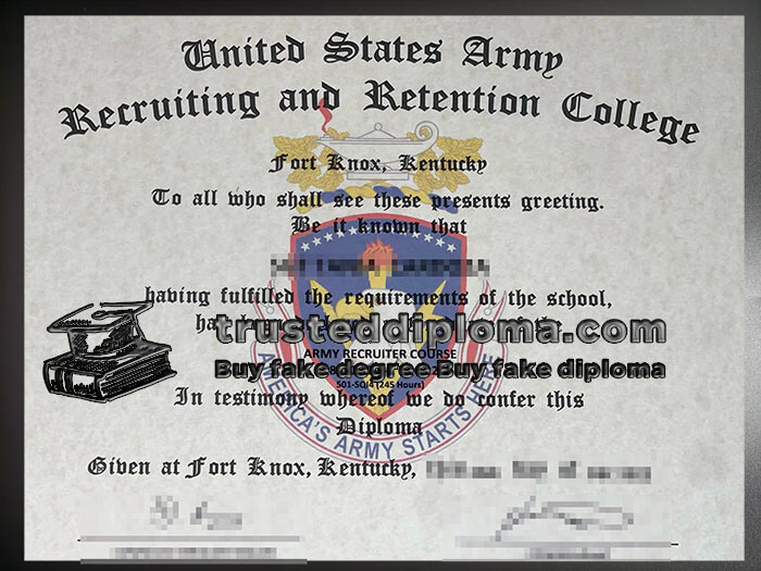 purchase realistic United States Army Recruiting and Retention College diploma