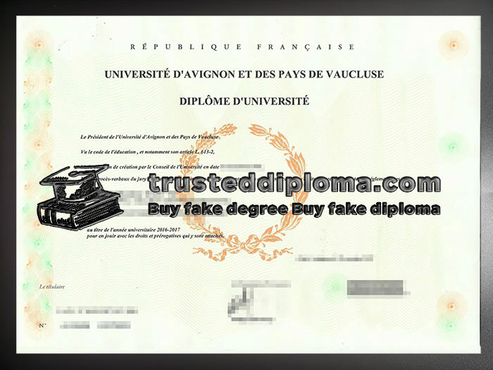 purchase realistic Universite D'avignon et Des Pays de Vaucluse diploma