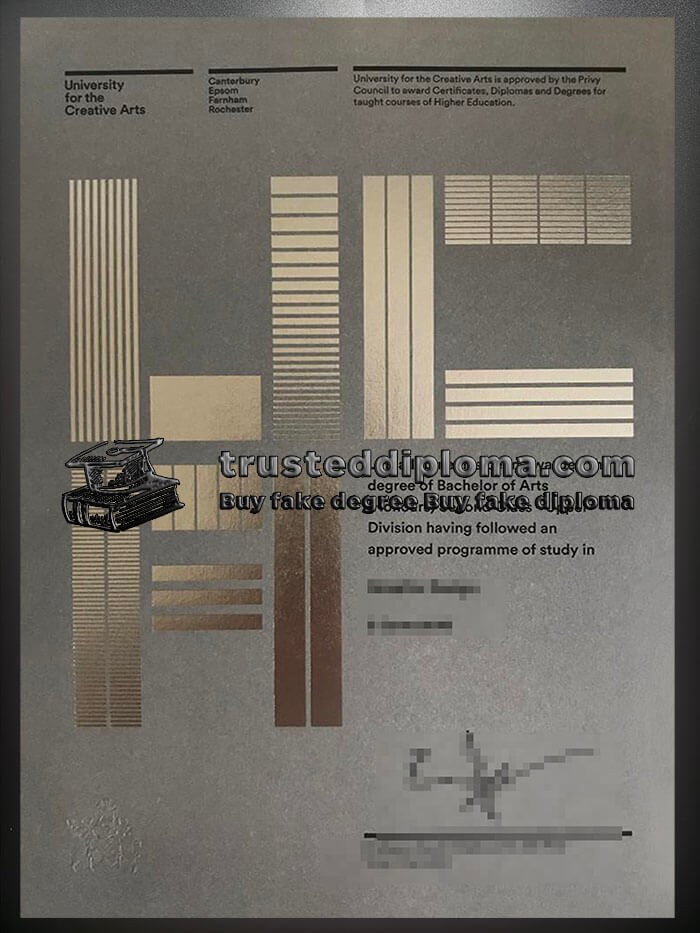 purchase realistic University for the Creative Arts diploma