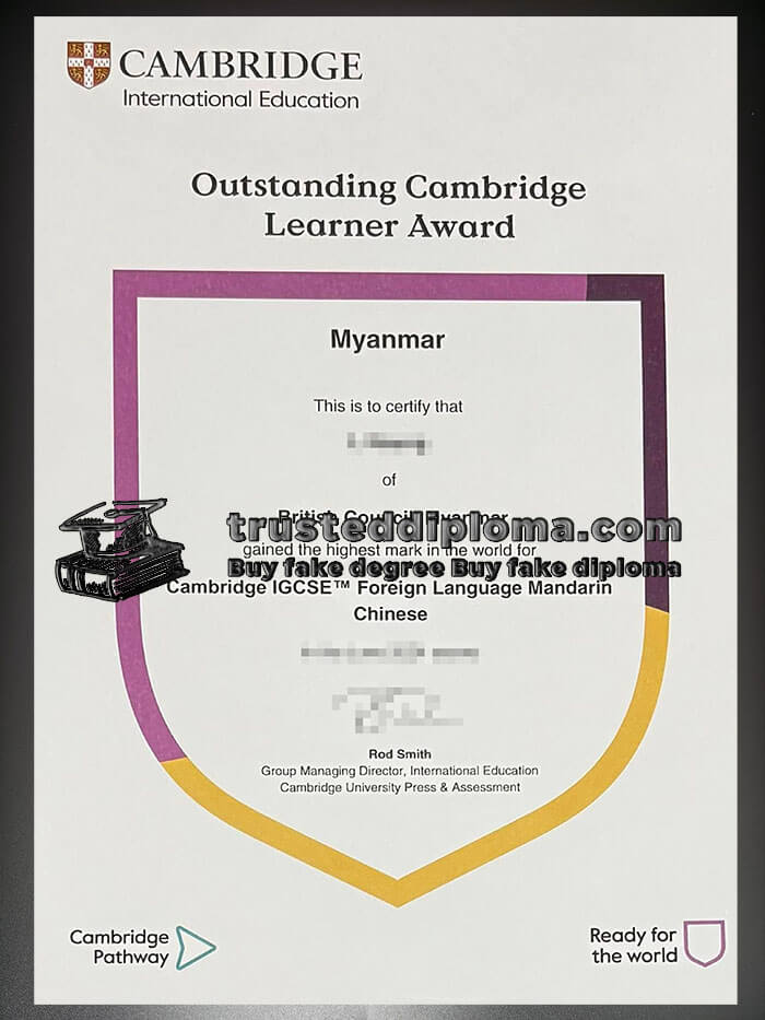 purchase realistic Cambridge International Education certificate