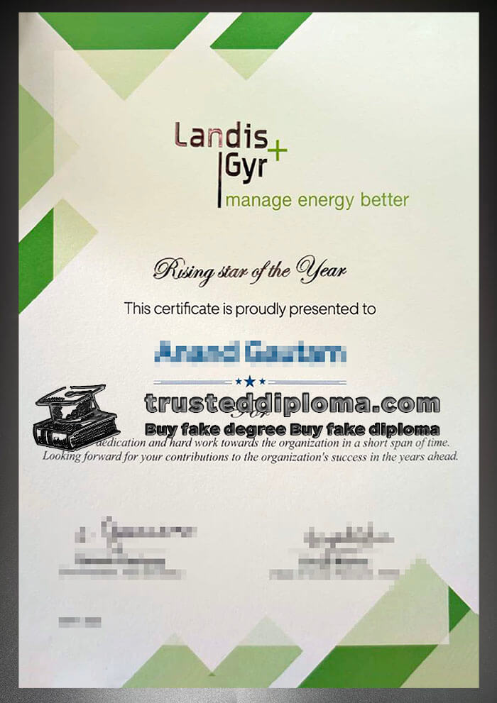 purchase realistic Landis+Gyr certificate