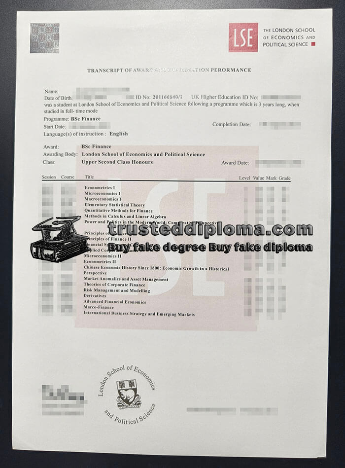 purchase realistic London School of Economics Transcript