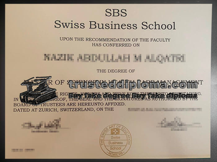 purchase realistic Swiss Business School diploma