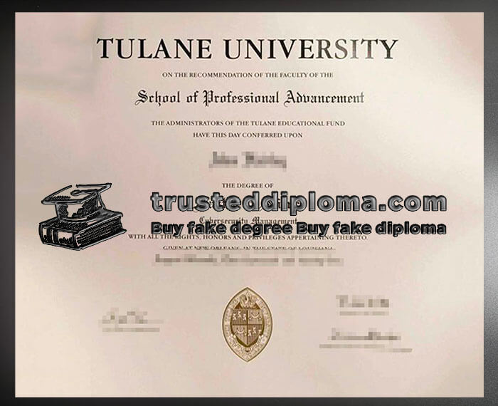 purchase realistic Tulane University diploma