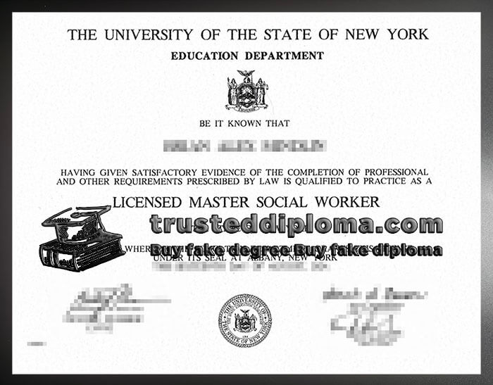 purchase realistic USNY Licensed Master Social Worker certificate