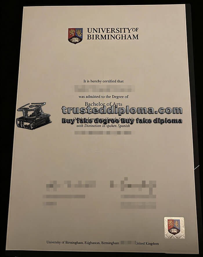 purchase realistic University of Birmingham diploma