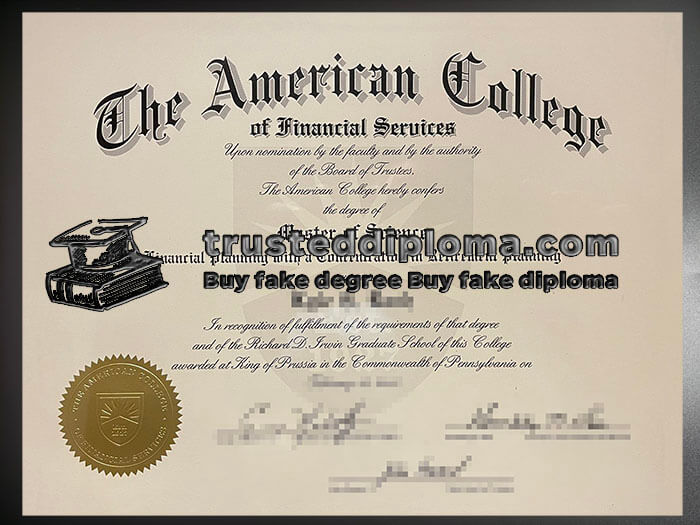 purchase realistic American College of Financial Services diploma