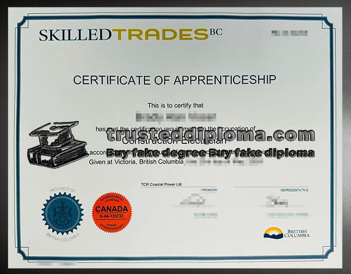 purchase realistic B C Skilled Trades Certification certificate