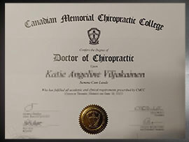 purchase realistic Canadian Memorial Chiropractic College certificate