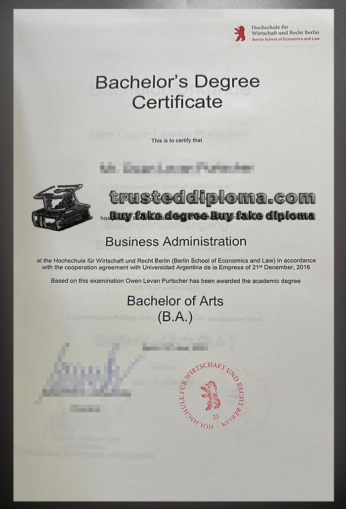 purchase realistic Hochschule für Wirtschaft und Recht Berlin diploma