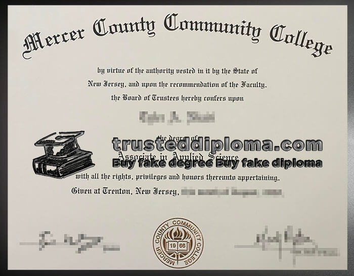 purchase realistic Mercer County Community College diploma