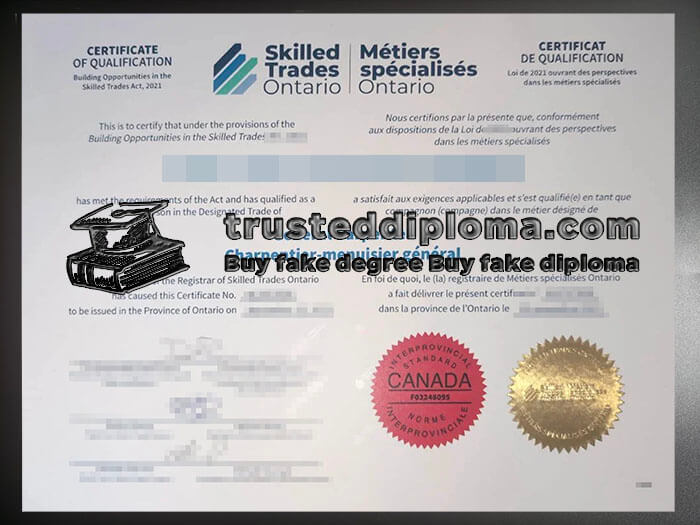 purchase realistic Skilled Trades Ontario Certified certificate
