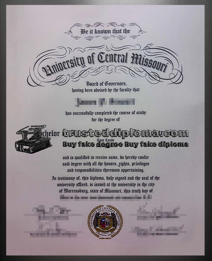 purchase realistic University of Central Missouri diploma