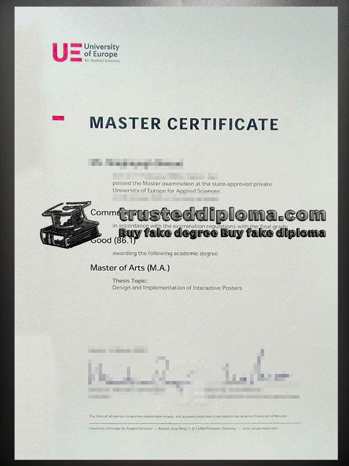 purchase realistic University of Europe for Applied Sciences diploma