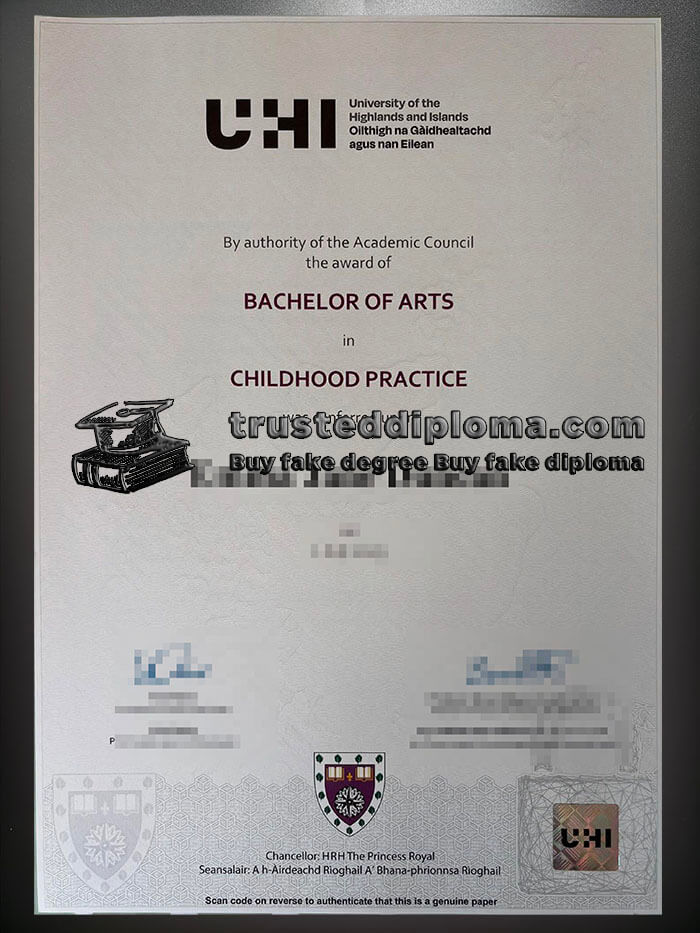 purchase realistic University of the Highlands and Islands diploma