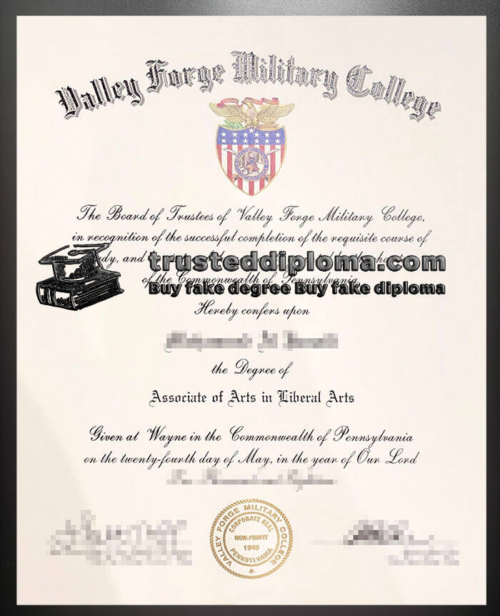 purchase realistic Valley Forge Military College diploma