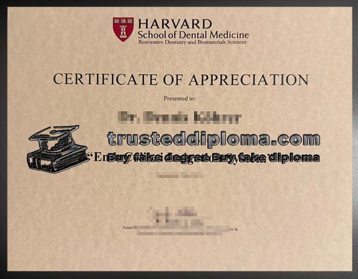 purchase realistic Harvard School of Dental Medicine certificate