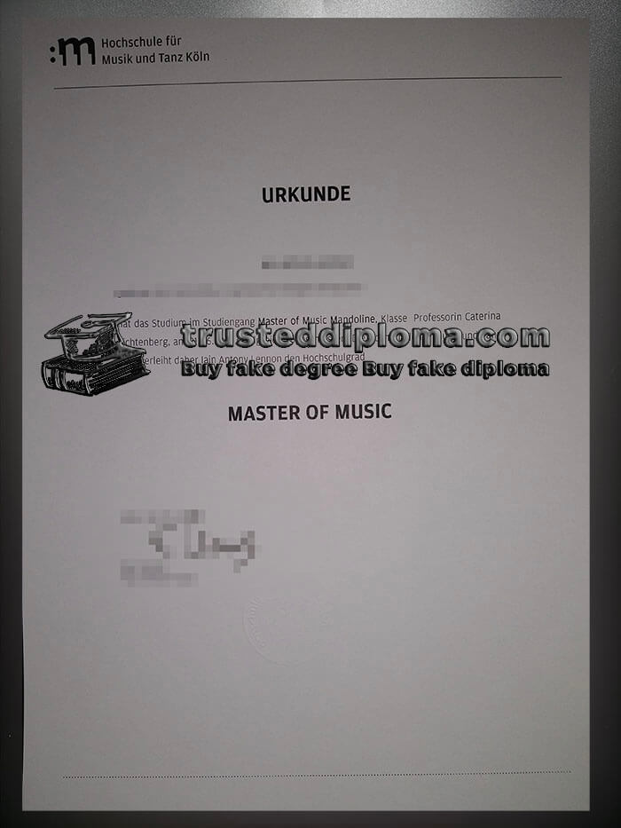 purchase realistic Hochschule für Musik und Tanz Köln urkunde