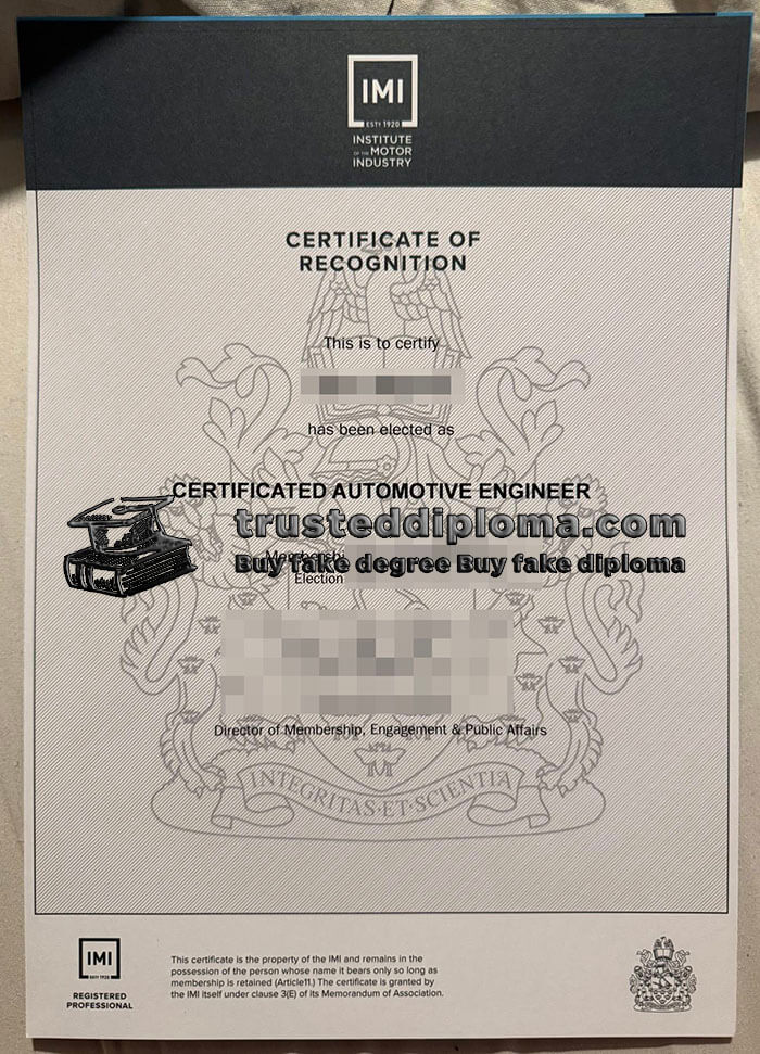 purchase realistic IMI Certificate Automotive Engineer