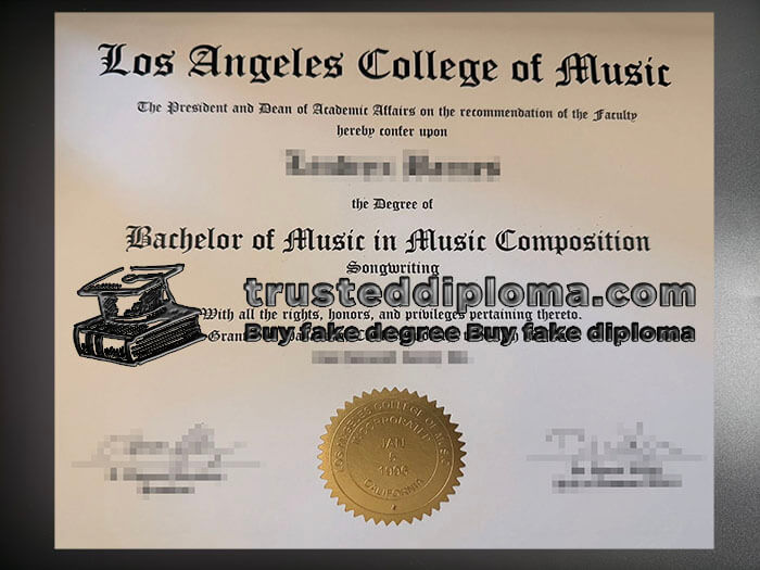 purchase realistic Los Angeles College of Music diploma