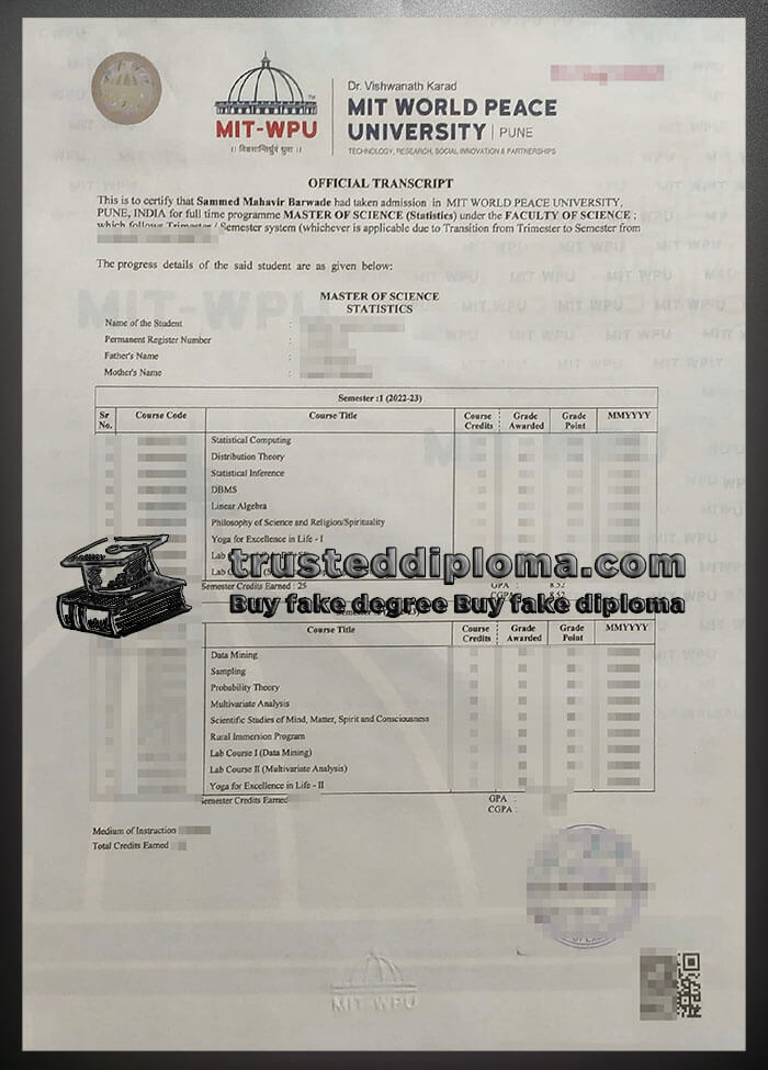 purchase realistic Mit World Peace University Transcript