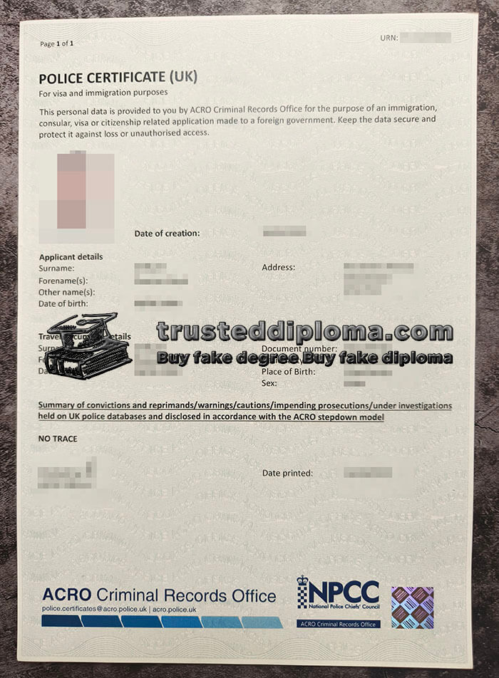 purchase realistic Police Certificate UK