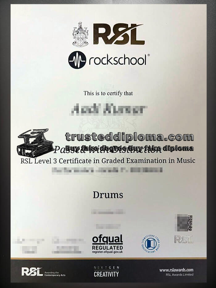 purchase realistic RSL Level 3 Certificate in Graded Examination in Music