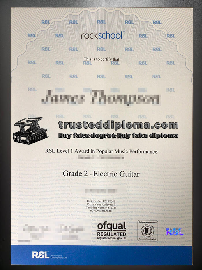 purchase realistic RSL Level 4 Award in Popular Music Performance