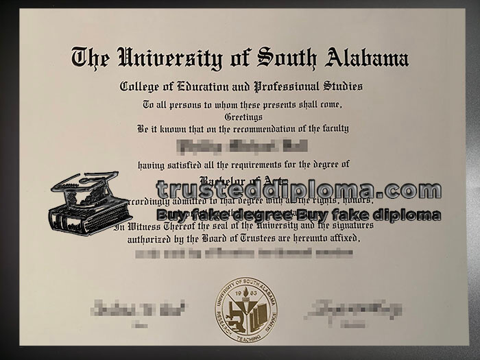purchase realistic University of South Alabama diploma