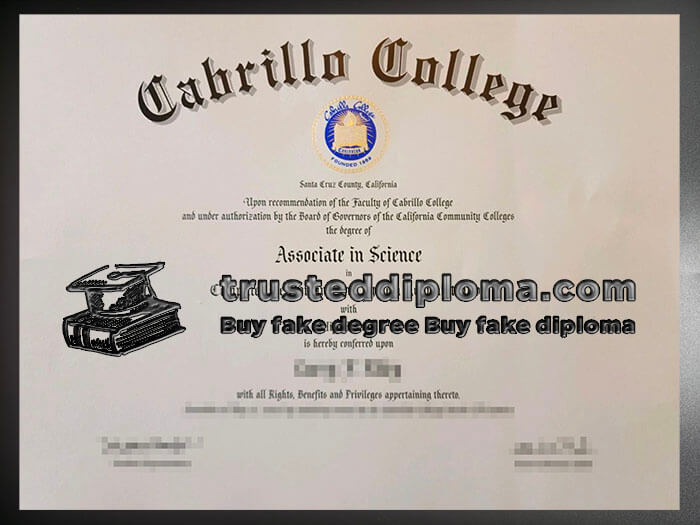 purchase realistic Cabrillo College diploma