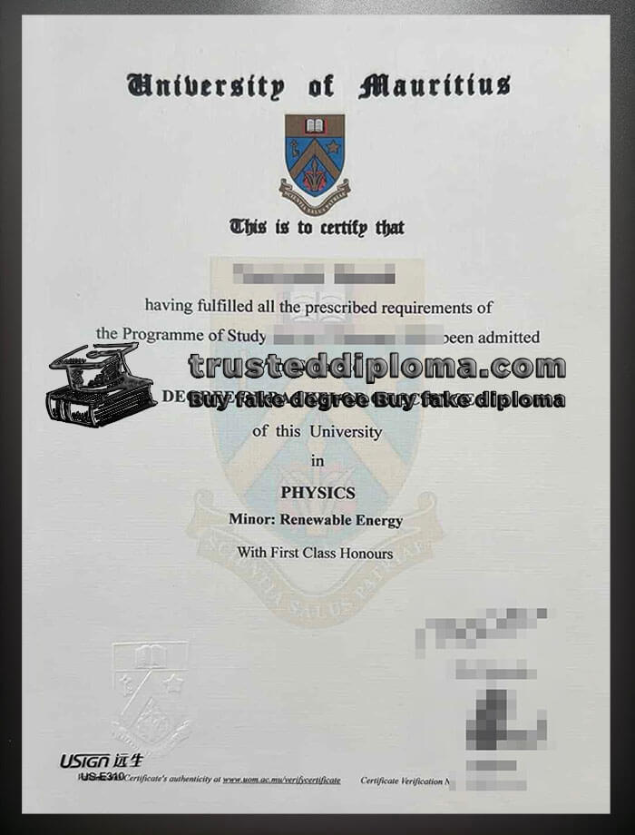 purchase realistic University of Mauritius diploma